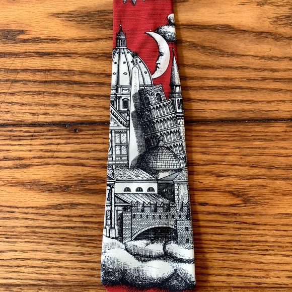 FORNASETTI SILK TIE, famous buildings of Italy, - Picture 2 of 5